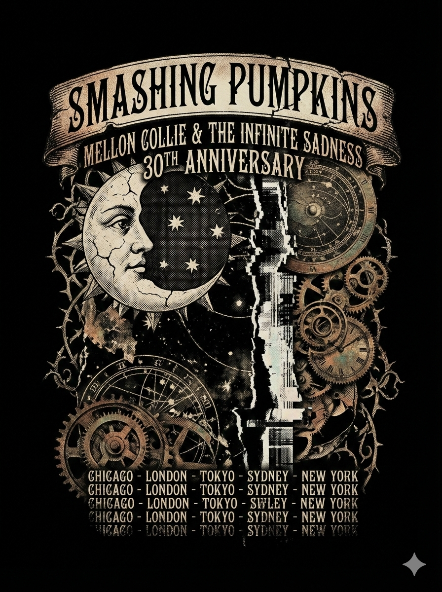 Smashing Pumpkins Mellon Collie 30th Vintage 90s Grunge Bootleg Washed Art - Image 4