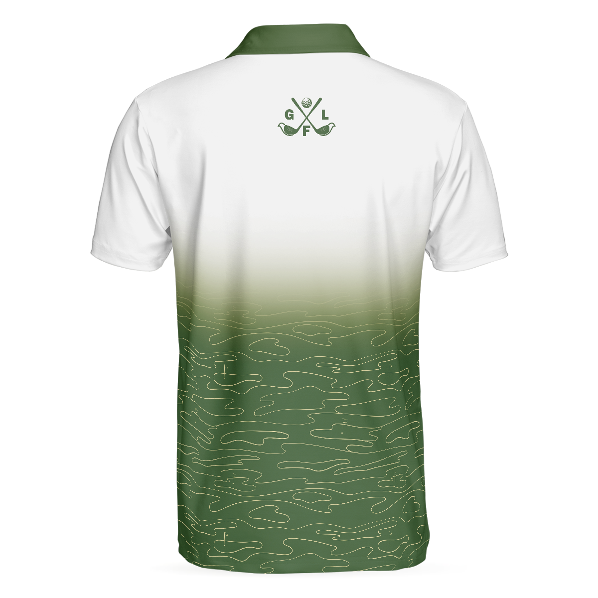 Alternative view of Talk Birdie To Me Golf Polo Shirt, White And Green Abstract Grass Pattern Golfing Polo Shirt, Best Golf Shirt For Men