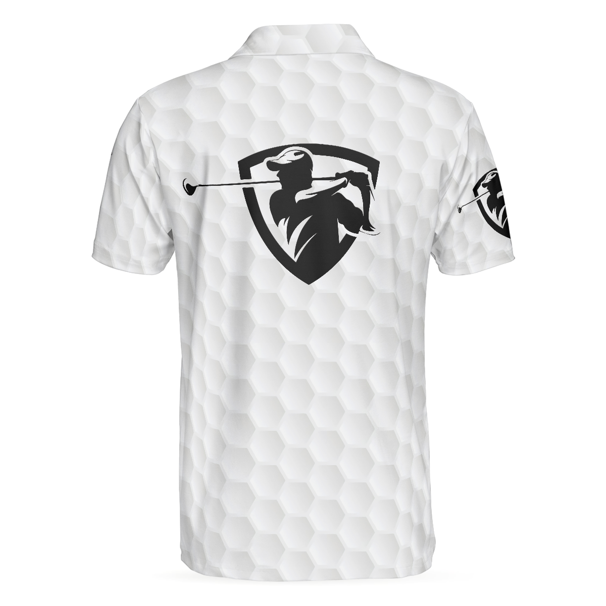 Alternative view of The Golf Skull Short Sleeve Golf Polo Shirt, Black And White Golf Pattern Ripped Skull Polo Shirt, Best Golf Shirt For Men