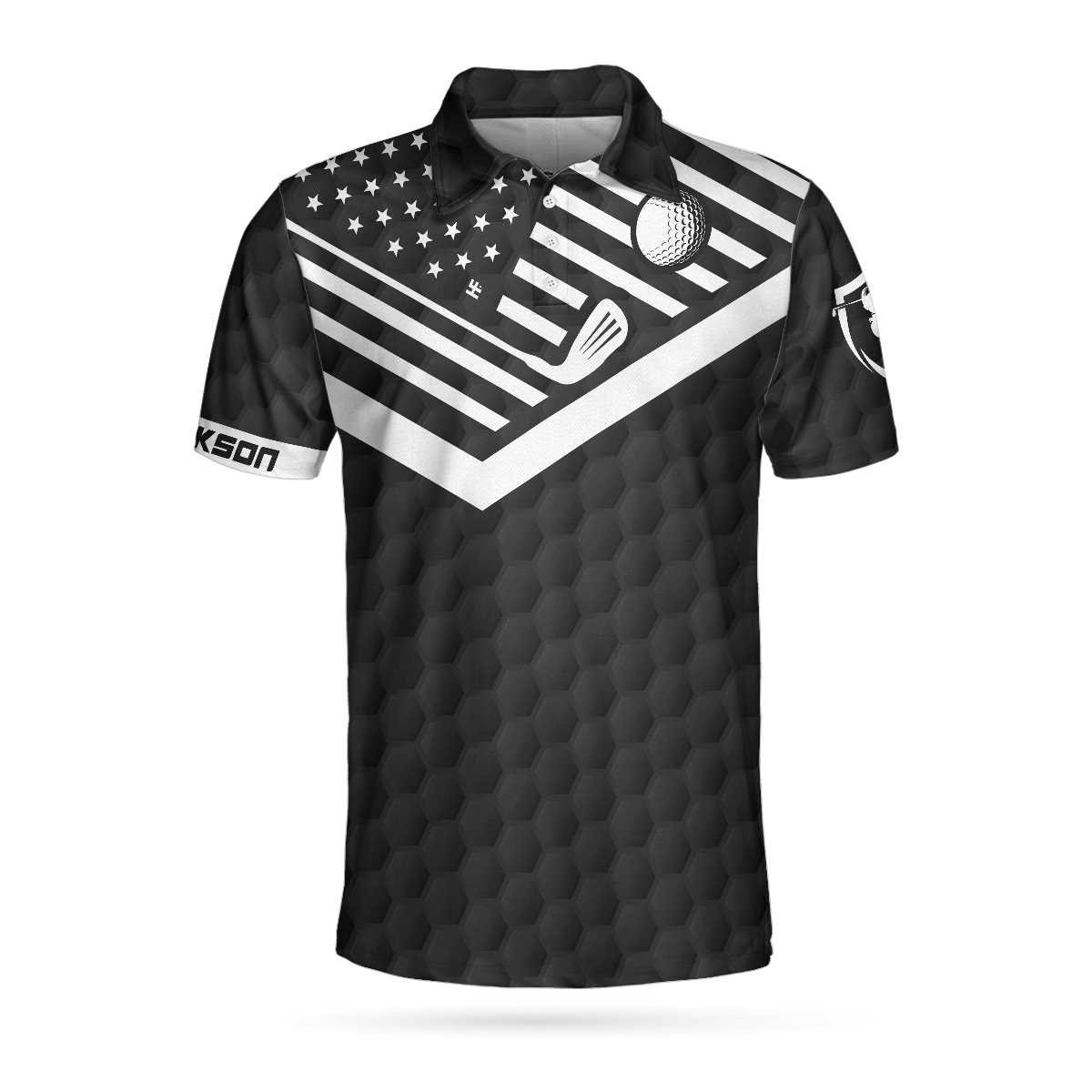 Alternative view of The Older I Get The Harder It Is To Find My Balls Golf Custom Polo Shirt, Personalized Black American Flag Golf Shirt For Men