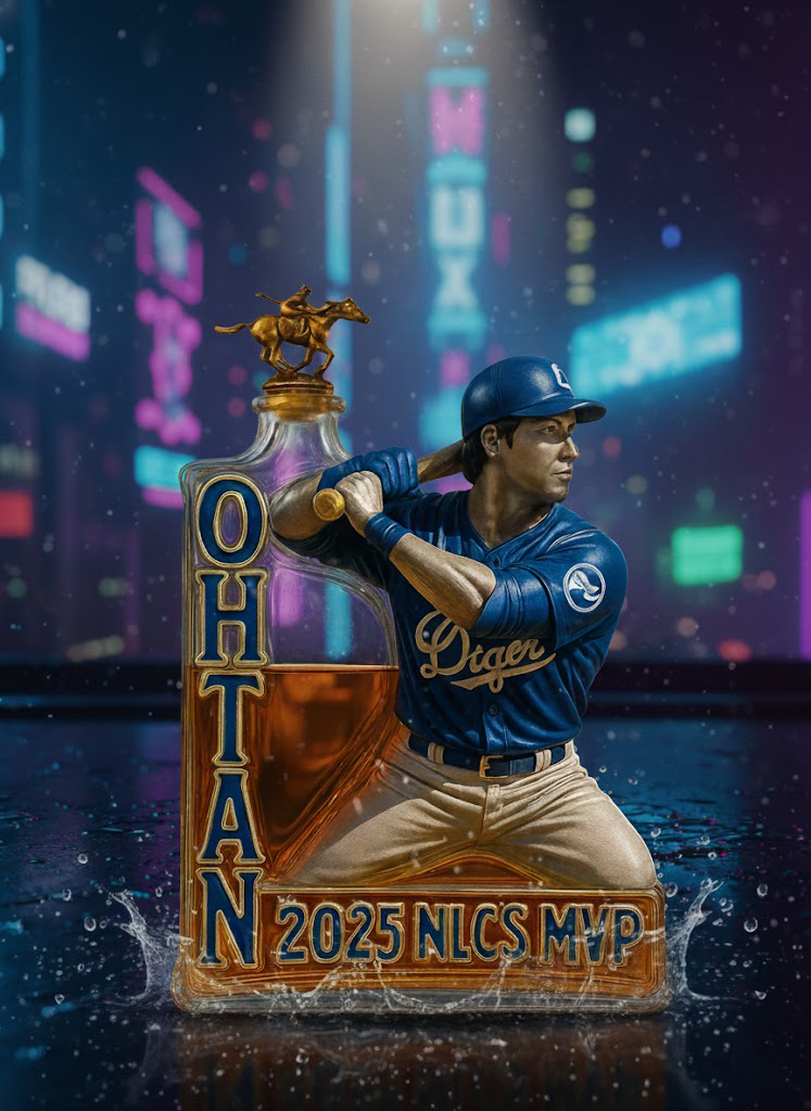 Alternative view of The “Shohei Ohtani Bust” Whiskey Bottles