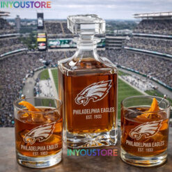 Philadelphia Eagles Custom Decanter Set Premium NFL Glassware Kit for Men Birthday Gift
