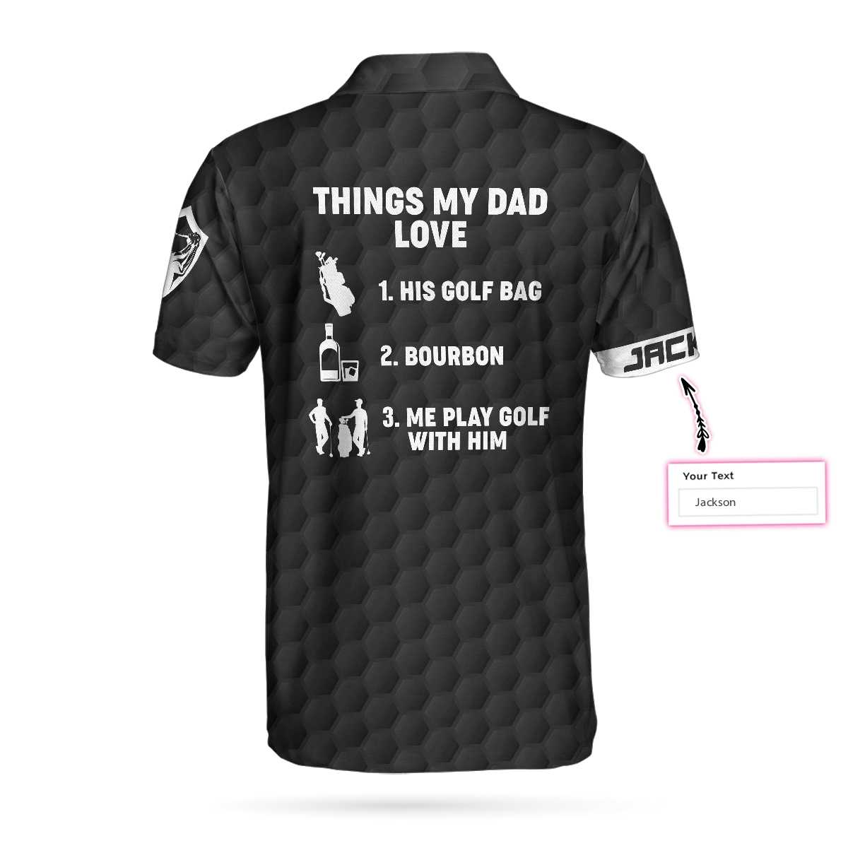 Alternative view of Things My Dad Love Golfing And Bourbon Custom Polo Shirt, Personalized Golf Shirt For Men