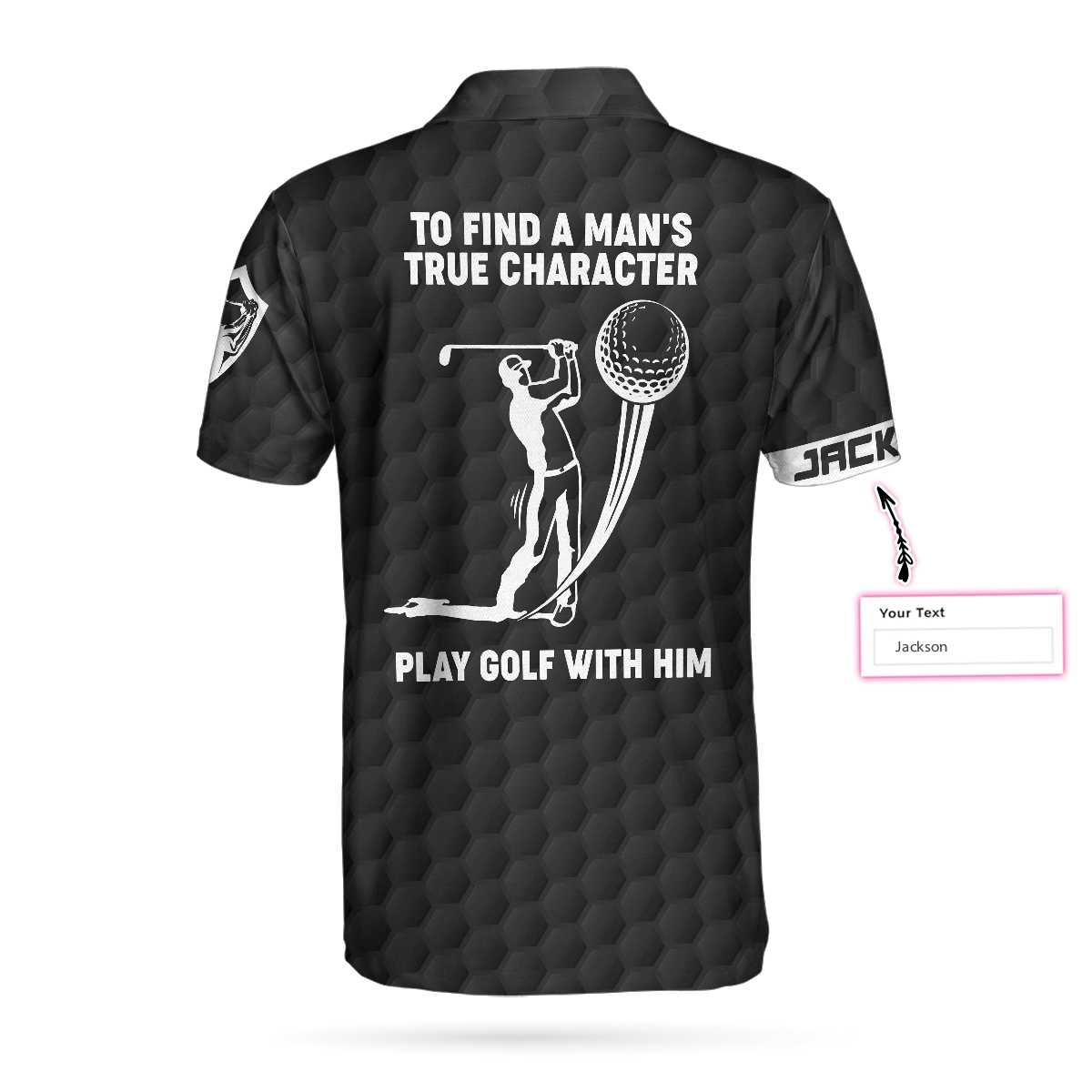 Alternative view of To Find A Manâ€™s True Character American Flag Custom Polo Shirt, Personalized Golf Shirt For Men