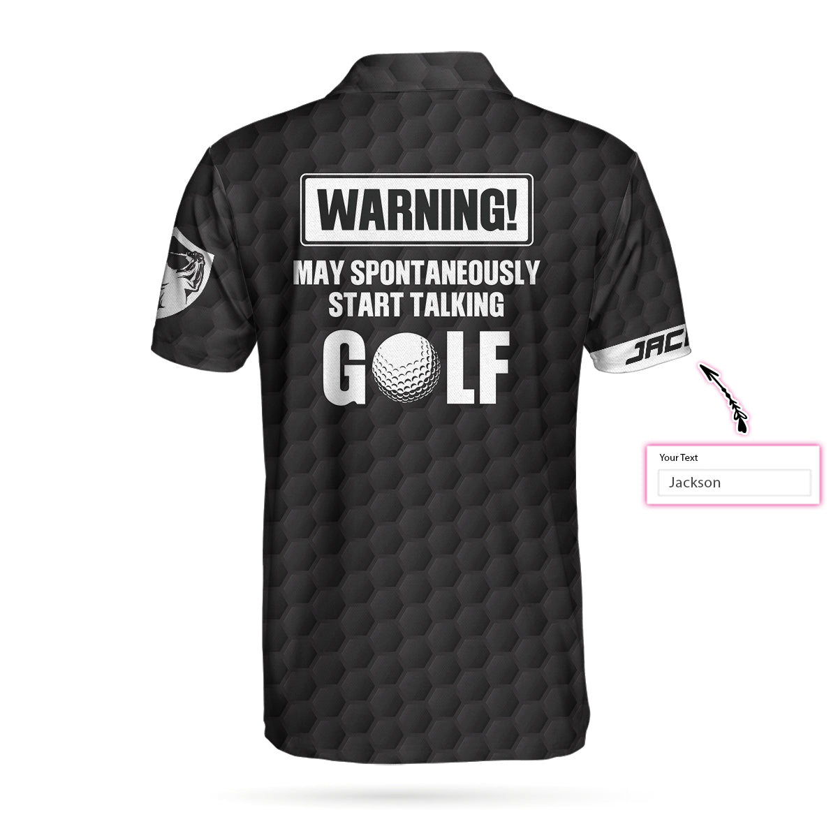 Alternative view of Warning May Spontaneously Start Talking Golf Custom Polo Shirt, Personalized American Flag Golf Shirt For Men