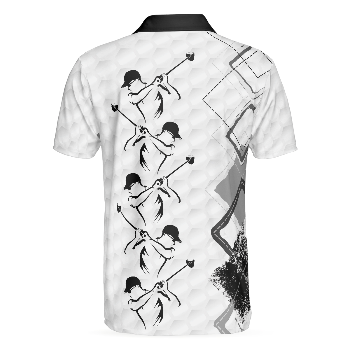 Alternative view of We Be Clubbin Golf Short Sleeve Polo Shirt, Golf Pattern Black And White Golfer Polo Shirt, Best Golf Shirt For Men