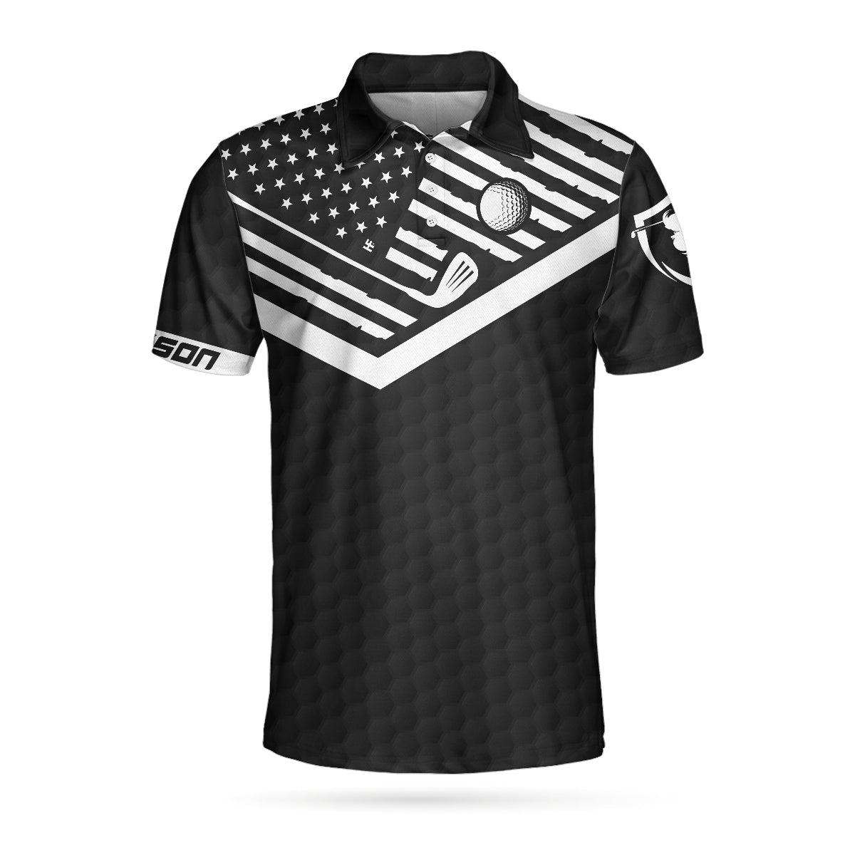 When My Wife Lets Me Play Golf Custom Polo Shirt, Personalized Black American Flag Golf Shirt For Men