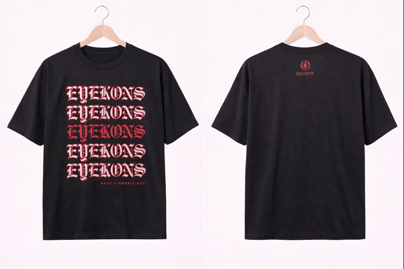 Alternative view of Women's KATSEYE Graphic Oversized T-Shirt Eyekons Gothic Text Cotton Charcoal Adult Size S-4XL