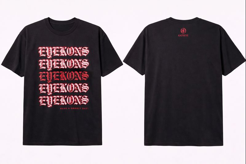 Women's KATSEYE Graphic Oversized T-Shirt Eyekons Gothic Text Cotton Charcoal Adult Size S-4XL