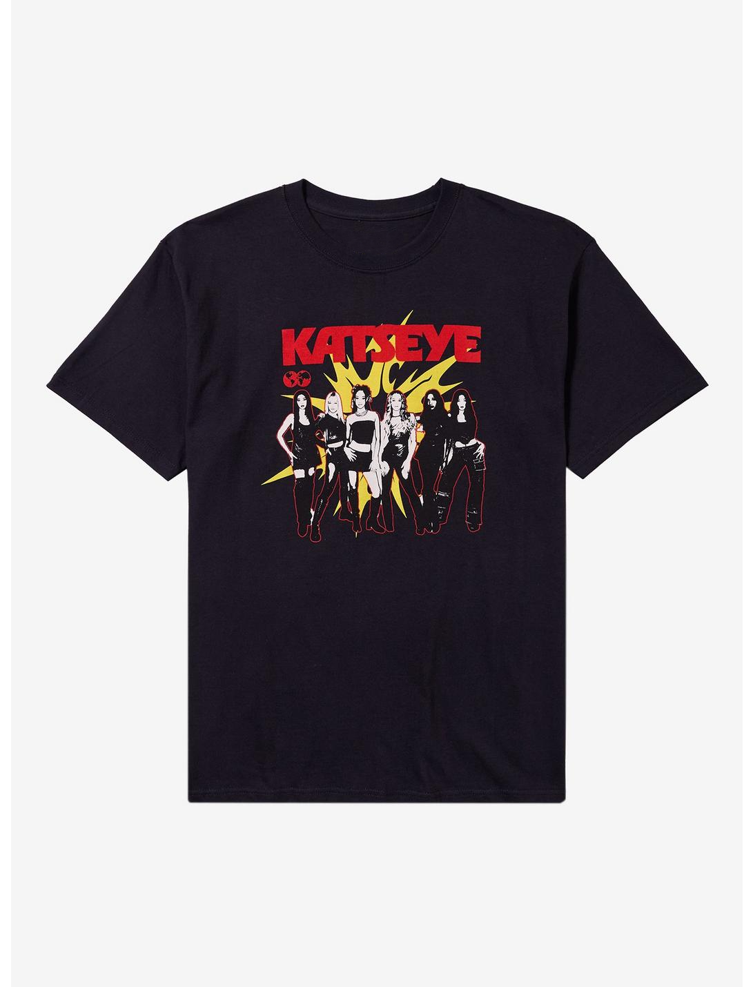 Women's KATSEYE Graphic Oversized T-Shirt K-Pop Band Cotton Black Adult Size S-4XL