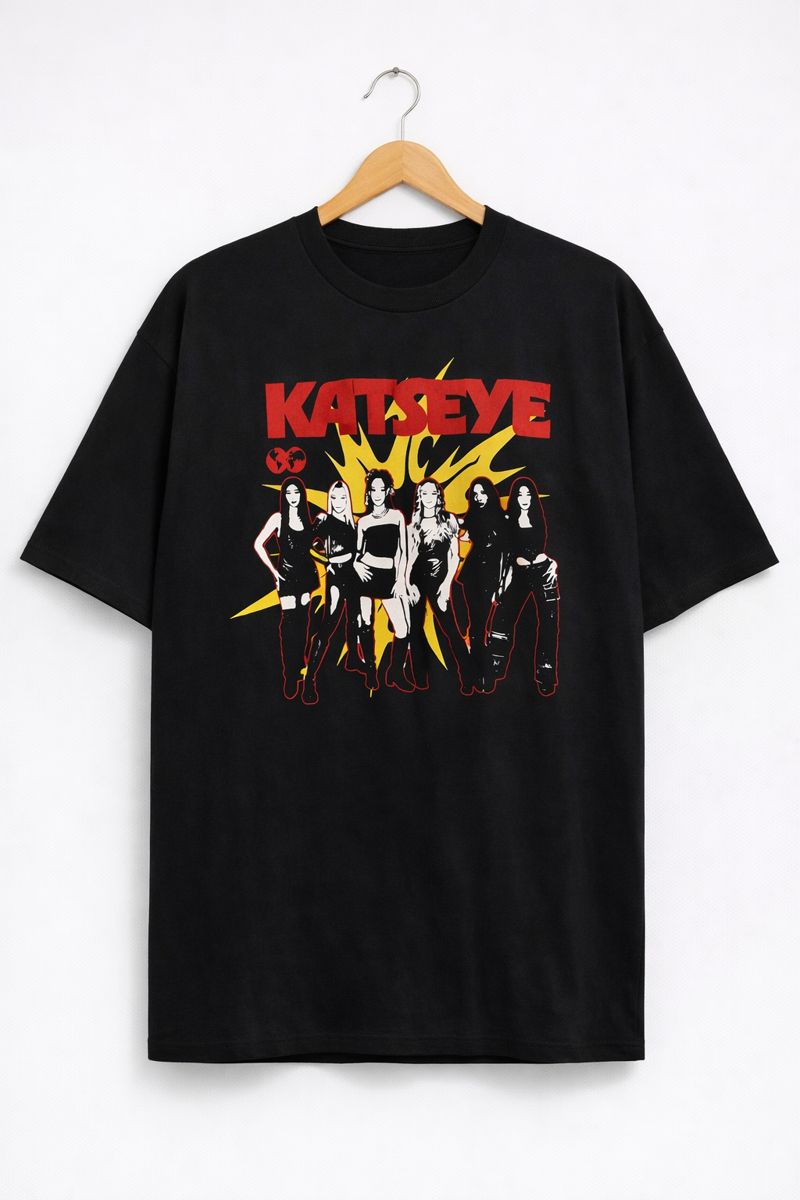 Alternative view of Women's KATSEYE Graphic Oversized T-Shirt K-Pop Band Cotton Black Adult Size S-4XL