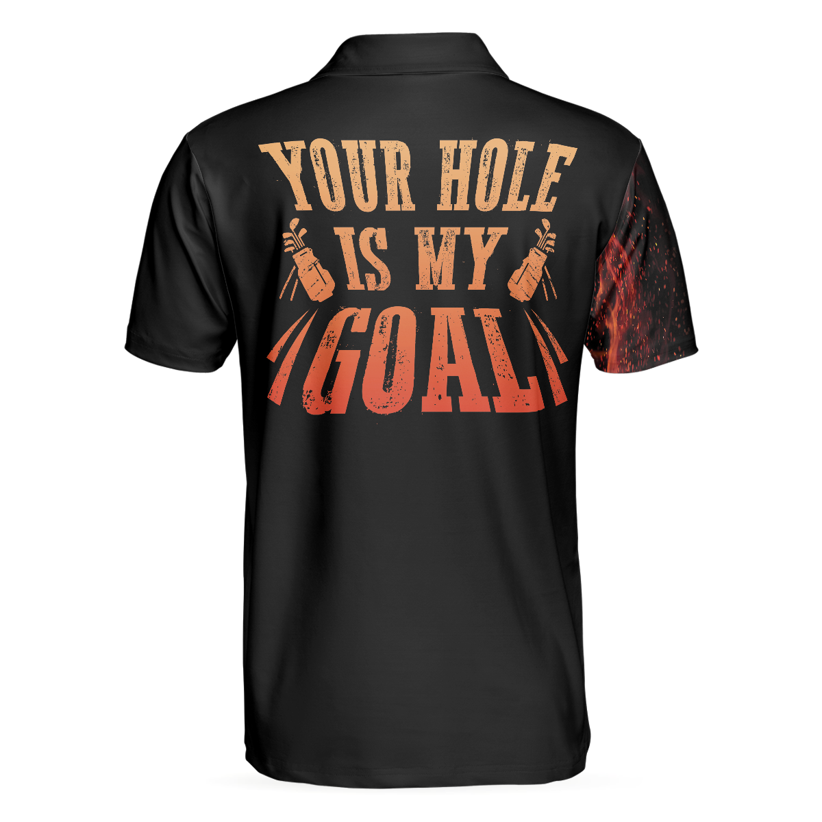 Alternative view of Your Hole Is My Goal Golf Polo Shirt, Black Flame Fragmented Golfer Polo Shirt, Best Golf Shirt For Men